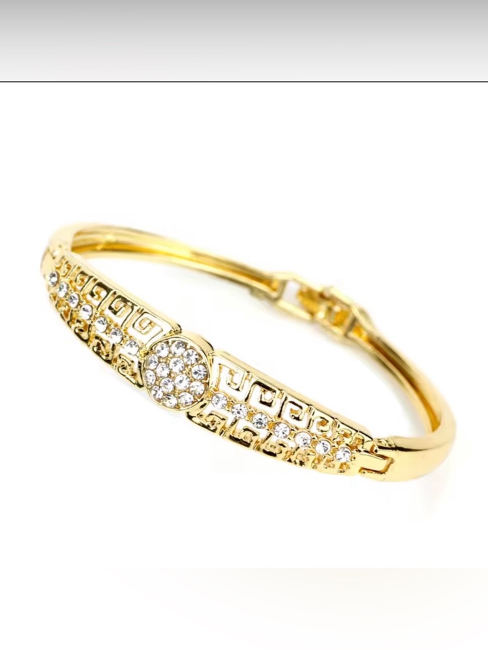 Stunning Gold-Tone Greek Key Bangle